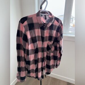 Divided Pink and Black Plaid Shirt